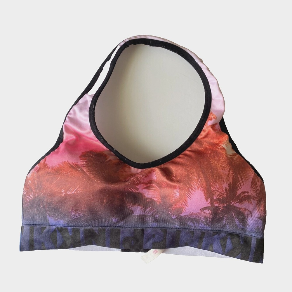 Victoria's Secret Pink Halter Bra Women Large Multicolor Excellent Palm Print